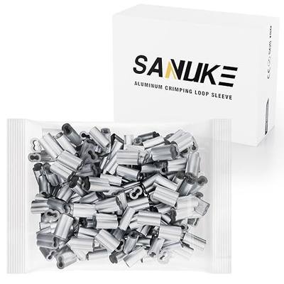 Sanuke 1/16"" Aluminum Crimping Loop Sleeves, 200Pcs Cable Crimp Ferrule | Wire Rope Sleeves for Cable Line End