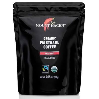 Mount Hagen 7.05oz Organic Freeze-Dried Instant Coffee | Medium Roast Arabica Beans | Fair-Trade, Eco-Friendly in Resealable Pouch Bag