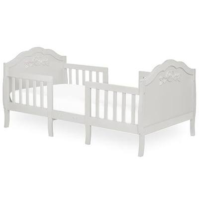 SweetPea Baby Rose 3-in-1 Convertible Toddler Bed in Platinum, Greenguard Gold Certified, JPMA Certified, Safety Rails, Made of Sustainable New Zealand Pinewood