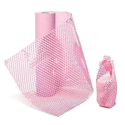 Wowxyz Pink Honeycomb Packing Paper Wrap 12"x105' Recycled Cushion Wrapping Roll Eco Friendly Shipping Moving Green Wrap with 10 Fragile Sticker Labels - Protective Kraft Packaging Suppliers