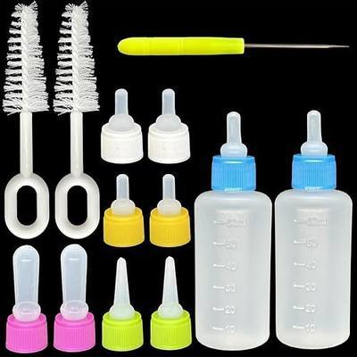 Pet Bottle Kit, Squeeze Liquid Replaceable Silicone Teat for Newborn Kittens, Puppies, Rabbits, Small Animals Replacement Teat Cat Feeding Bottle Feeding Tool