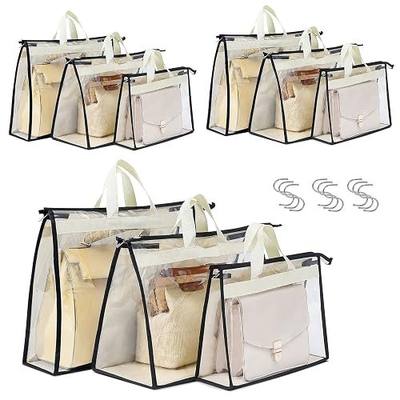 9 Pack Dust Bags for Handbags, Clear Handbag Storage, Purse Storage Organizer for Closet, Purse Cover Hanging Closet Organizer with Zipper | Purse Storage Organizer for Closet, Purse Cover Hanging Closet Organizer with Zipper
