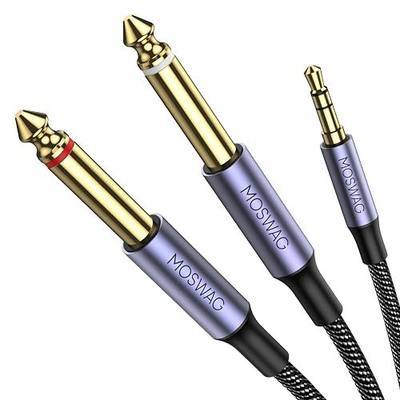 MOSWAG 3.5mm TRS to Dual 6.35mm 1/4 TS Mono Y Splitter Cable 6.6FT, 1/8 to 1/4 Stereo Audio Cord Compatible with iPhone, Computer Sound Card, Mixer, Multimedia Speakers, Home Stereo Systems