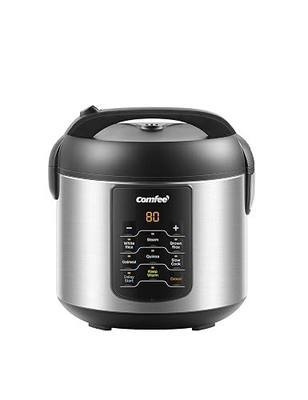 COMFEE' Rice Cooker Upgraded, 6-in-1 Stainless Steel Multi Cooker, Slow Cooker, Steamer, Saute, and Warmer, 2 QT, 8 Cups Cooked(4 Cups Uncooked), Brown Rice, Quinoa and Oatmeal, 6 One-Touch Programs