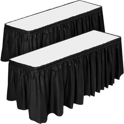 DecorRack 2 Pack Table Skirts, 29 in x 14 ft Each, Multi Pack -BPA Free- Plastic Tableskirt, Disposable, Reusable, Rectangular Tablecloth Skirt, Black (2 Pack)