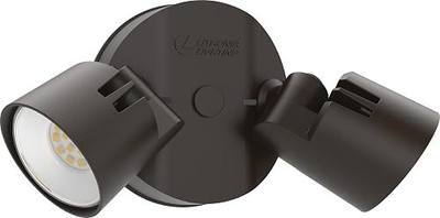 Lithonia Lighting HomeGuard 2-Light LED Outdoor Flood Lights, 4000K, Bronze | Dark Bronze Wall or Ceiling Mount LED Outdoor Lights, 4000K Cool White, Round Heads (HGX LED 2RH 40K 120 DDB M2)