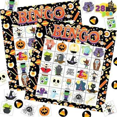 JOYIN 28 Players Halloween Bingo Cards Set, Halloween Bingo Game for School Classroom Family Group Activities, Halloween Party Supplies Adults Kids Indoor Board Games