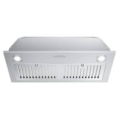 FIREGAS Range Hood Insert 30 inch, Built-in Kitchen Hood with 600 CFM, Ducted/Ductless Convertible Kitchen Vent Hood, Stainless Steel Stove Hood with Push Button, Baffle Filters and Charcoal Filters