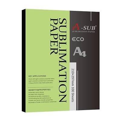 A-SUB Sublimation Paper 8.3x11.7 Inch for DIY Unique Christmas Gifts Compatible with Inkjet Printer which Match Sublimation Ink 100 Sheets A4
