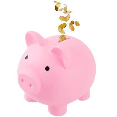 GADIEDIE Large Piggy Banks, Cute Plastic Pig Money Box, Piggy Bank for Girls and Boys, Unbreakable Plastic Coin Bank Fun Gifts for Birthday, Festival, Baby Shower (Pink)