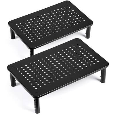 2 Pack Monitor Riser Desktop Stand Flat Screen TV Monitor Stand Riser | 3 Height Adjustable PC Stand with Mesh Platform Sturdy Metal Laptop Computer Monitor Stand Shelf for Printer, iMac