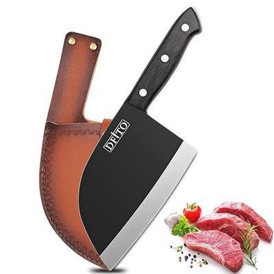 Dfito Butcher Chef Knife, 6.7 Inch Serbian Chefs Knife, German High Carbon Stainless Steel Meat Knife, Full Tang Butcher Cleaver Knife for Meat Vegetable Bone Cutting