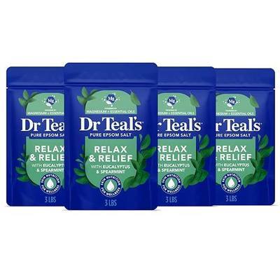 Dr Teal's Pure Epsom Salt, Relax & Relief with Eucalyptus and Spearmint, 3 lb (Pack of 4)