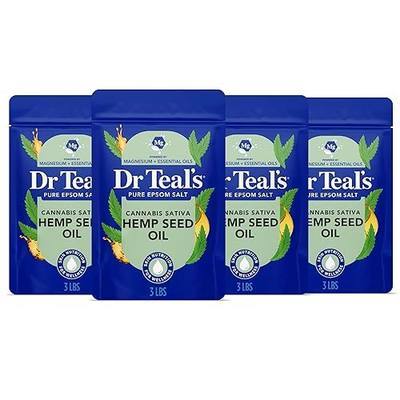 Dr Teal's Pure Epsom Salt, Cannabis Sativa Hemp Seed Oil, 3 lb (Pack of 4)
