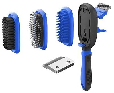 Pet Life ® 'Conversion' 5-in-1 Interchangeable Dematting and Deshedding Bristle Pin and Massage Grooming Cat and Dog Pet Comb
