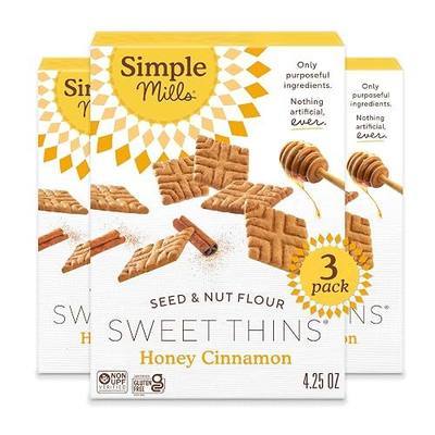 Simple Mills Honey Cinnamon Seed & Nut Flour Sweet Thins, Paleo Friendly & Delicious Sweet Thin Cookies, Good for Snacks, Nutrient Dense, 4.25 oz, 3 Count