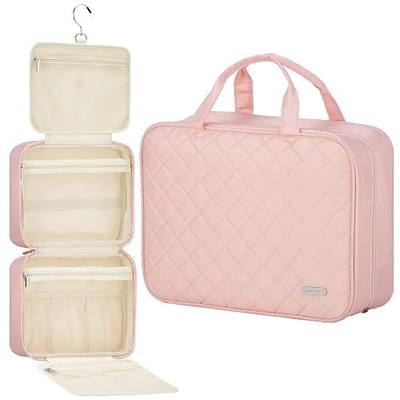 FINDCOZY Toiletry Bag Travel Bag with Hanging Hook, Cosmetic Bag, Travel Makeup Organizer for Women, Pink