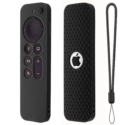 Hi Color Silicone Cover Compatible with Apple TV Siri Remote 3rd 2023 Shockproof Protective Case for Apple TV 4K 2nd 2021 Remote Sleeve with Lanyard(Black)