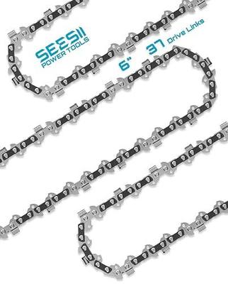 SEESII 6 Inch Mini Chiansaw Chains, 3 Pack,1/4" LP, .043" Gauge, 37DL | Fits Saws Requiring a 6-inch Bar, 1/4" LP Pitch, .043" Gauge and 37 Drive links; 3 Replacement Chains Included