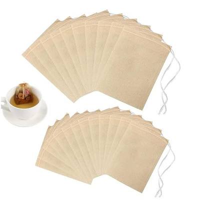 200 Pcs Loose Leaf Tea Bags, Disposable Tea Filter Bags with Drawstring | Unbleached Tea Bags for Loose Tea and Coffee (3.54x2.75 inch/1.96x2.75 inch)