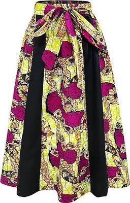 Women's African Wax Skirt Ankara Print Long Maxi Skirts with Pockets One Size
