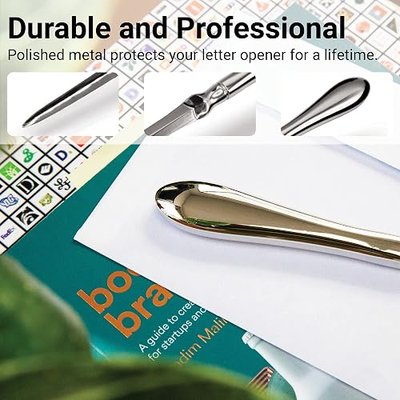 Safe Edge Letter Opener Knife, Silver, 1 Pack | Premium Weighted Feel | Safe Cutting Edge | Opens Mail with Ease