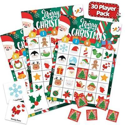 Joyousa Christmas Bingo Game for Kids, Large Groups - 30 Players - Christmas Games for Family Party - Reusable Christmas Bingo for Kids Christmas Party Games - Christmas Gifts for Grandkids