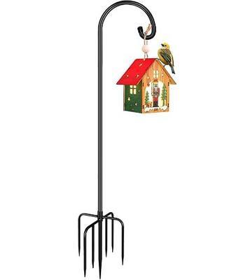 Shepherd Hook 108 Inch Tall Heavy-Duty Metal Garden Hanging Pole Stake for Bird Feeder Pole Plant Baskets, Black (1 Pack)