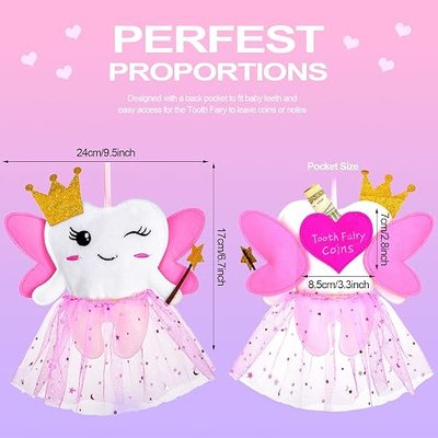 Breling Tooth Fairy Pillow Kit for Girls Pink Teeth Gifts Cute Teeth Holder | tooth fairy pillow