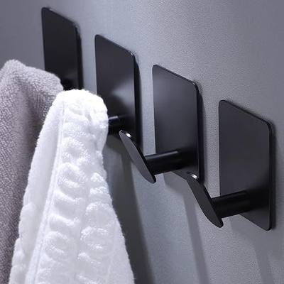DELITON 26lb Heavy Duty Adhesive Towel Hooks, No-Damage 4 Pack Matte Black | High quality stainless steel, Strong adhesion, Suitable for bathroom kitchen for hanging coats bathrobes utensils umbrellas