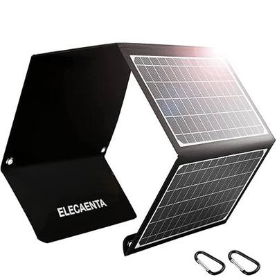 ELECAENTA 30W Portable Solar Panel Charger, 18W USB C Fast Charging, QC 3.0 and USB A Ports for Cellphones Tablets Camera Power Bank, IPX5 Waterproof, Foldable Solar Charger for Camping Backpacking