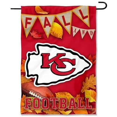 Kansas City Chiefs Fall Leaves Decorative Football Garden Flag Double Sided Banner