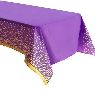 2 Pack Premium Purple and Gold Plastic Tablecloths – Thick, Durable, Reusable Table Covers (54 x 108 in) – Stylish Party Decor for Birthday, Rapunzel, Tangled, Purple Birthday Decorations