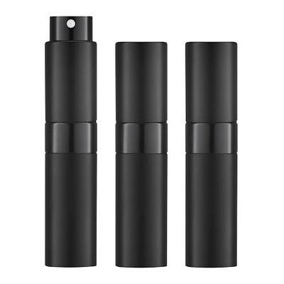 LISAPACK 8ML Atomizer Perfume Spray Bottle for Travel (3 PCS) Empty Cologne Dispenser, Portable Sprayer Travel Essentials for Men and Women (Black)