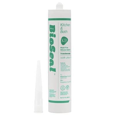 Translucent BioSeal 100% Silicone Sealant Caulk Kitchen and Bath Grade, Waterproof and No Odor No Color Change 10.1 Ounce Cartridge, Clear Translucent