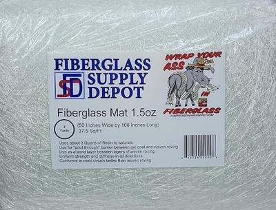 Fiberglass Supply Depot Fiberglass Chopped Strand Mat 1.5 Oz. - 3 Yards X 50" Wide (37.5sq/ft) for Hand Layup, Vacuum Bagging or Molding Composites with Epoxy, Polyester or Vinyl Ester Resins