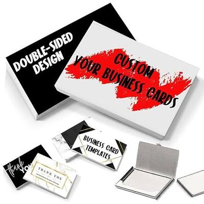Custom Business Cards with Logo - Personalized Double Sided Printing Business Card, 300GSM Coated Paper Text & Photo Card for Professional Networking 100pcs