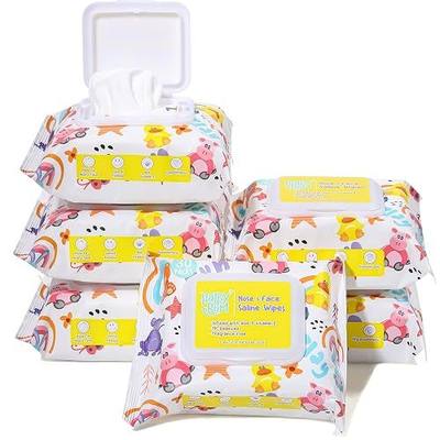 180 Count Saline Baby Wipes, Unscented, 7.4 x 7.2 Inch, Moist and Refreshing, Multi-Purpose Use, Ideal for Travel