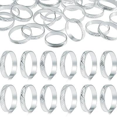 Hicarer 200 Pcs Fake Rings Bridal Shower Engagement Wedding Ring for Bridal Shower Game Glitter Fidget Rings Aluminum Alloy Ring for Wedding Party Favor Table Decorations Cupcake Toppers(Silver)