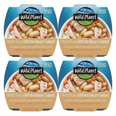 Wild Planet Ready-To-Eat Wild Tuna White Bean Salad, 5.6 Oz, Pack of 9 | White Bean Salad With Organic Chickpeas, Carrots, Red Peppers & Green Olives. Non-GMO, Gluten Free, Kosher, Dairy Free