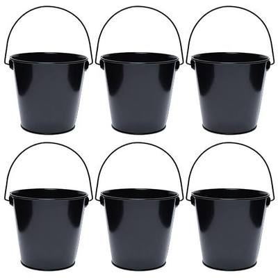 Metal Buckets with Handle - 6 Pack 4.3 Inch Small Iron Pail, Easter Bucket,Pencil Holder and Flower Pots,Craft Supply Holders for Events,School Storage and Party. (Black, 4.3" Top)