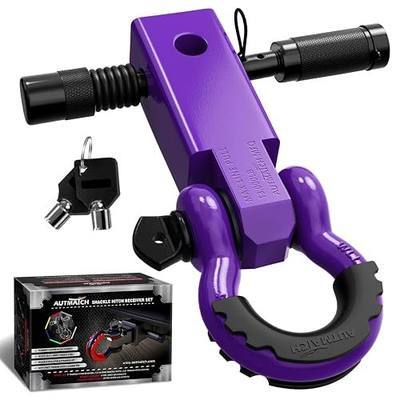 AUTMATCH Shackle Hitch Receiver - Fit 2" Receivers 45,000Lbs Recovery Hitch | Heavy Duty Towing Receiver Kit with 3/4" D Ring Shackle & 5/8" Hitch Lock Pin for Jeep, Truck, SUV, Off-Road Recovery Purple