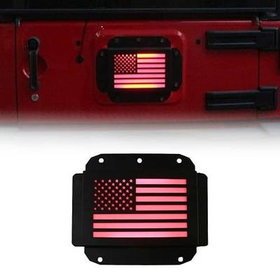 Tailgate Vent Cover Plate Spare Tire Carrier Delete Plate Compatible with Jeep Wrangler TJ 1996-2006 (TJ Flag with Light)