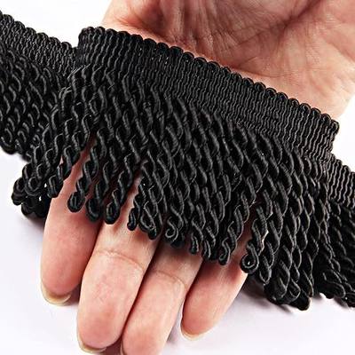 Bullion Fringe Trim 10 Yard x 2.5 Inches Curtain Fringes Trim | Fabric Bullion Fringe for sewing DIY Decor, Curtains and Hebrew Israelit Clothing Embellishment, Black