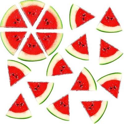 MTLEE 18 Pieces Fake Watermelon Slices Mini Fake Watermelon Decor Artificial Watermelon Realistic Simulation Artificial Fruit Decoration Watermelon Decor for Home Kitchen Party Decor Photography Prop