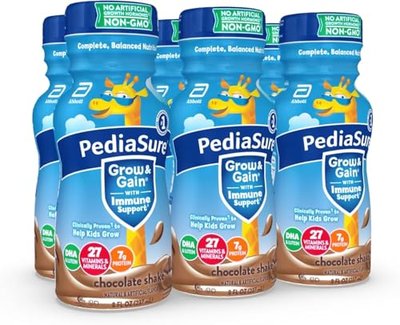 PediaSure Grow & Gain with 2’-FL HMO Prebiotic, Kids nutrition shake, Vitamins C, E, B1, & B2, Non-GMO, Chocolate, 8 Fl Oz (Pack of 24)
