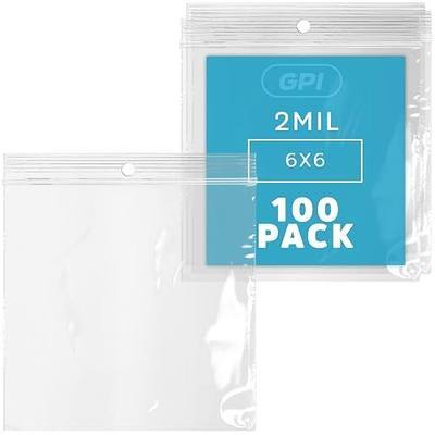 GPI - 6" x 6" - 100 Pack, 2 Mil thick, Clear Plastic Reclosable Zip Bags, Hang Hole For Display, Durable Poly Baggies with Resealable Zip Top Lock for Storage, Packaging & Shipping