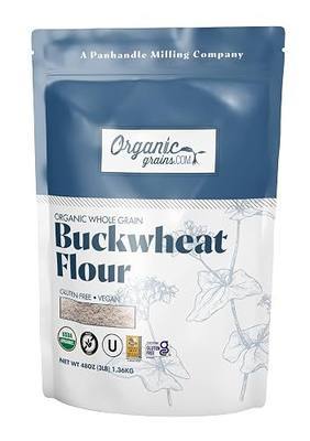 Organic Grains Organic Buckwheat Flour - 3 lbs. (48 oz.) - Easy to Use Resealable Organic Flour Made from Fresh Organic Buckwheat Groats - Non GMO, Kosher, & Vegan Flour