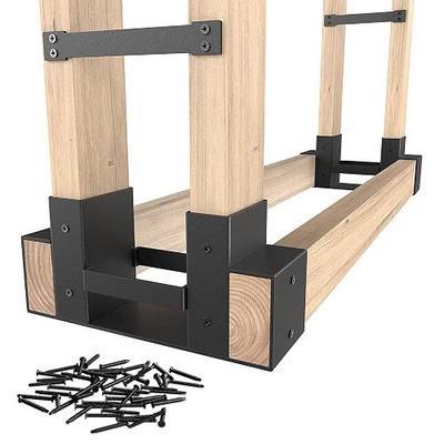 Mr IRONSTONE Firewood Rack Outdoor Indoor, Adjustable to ANY Length Firewood Log Rack Brackets Kit, Heavy Duty Fire Wood Storage Racks, Fireplace Wood Holder for Patio Deck