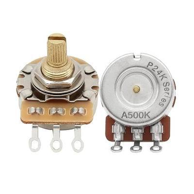 FLEOR 2pcs A500K Audio Pots 15.5mm Short Split Shaft Guitar Potentiometer, 24-Spline